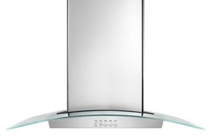 36" Glass Island Kitchen Hood with Glass Edge LED Lighting