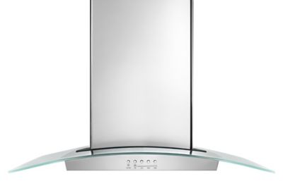 36" Glass Island Kitchen Hood with Glass Edge LED Lighting