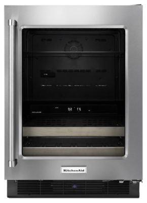 24" Beverage Center with Glass Door & Wood-Front Racks