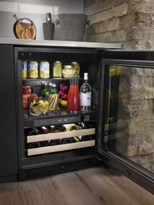 24" Beverage Center with Glass Door & Wood-Front Racks