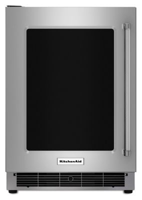 24" Undercounter Refrigerator with Glass Door & Metal Trim Shelves