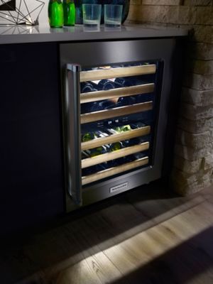 24" Wine Cellar with Glass Door & Wood-Front Racks